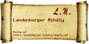 Landenberger Mihály névjegykártya
